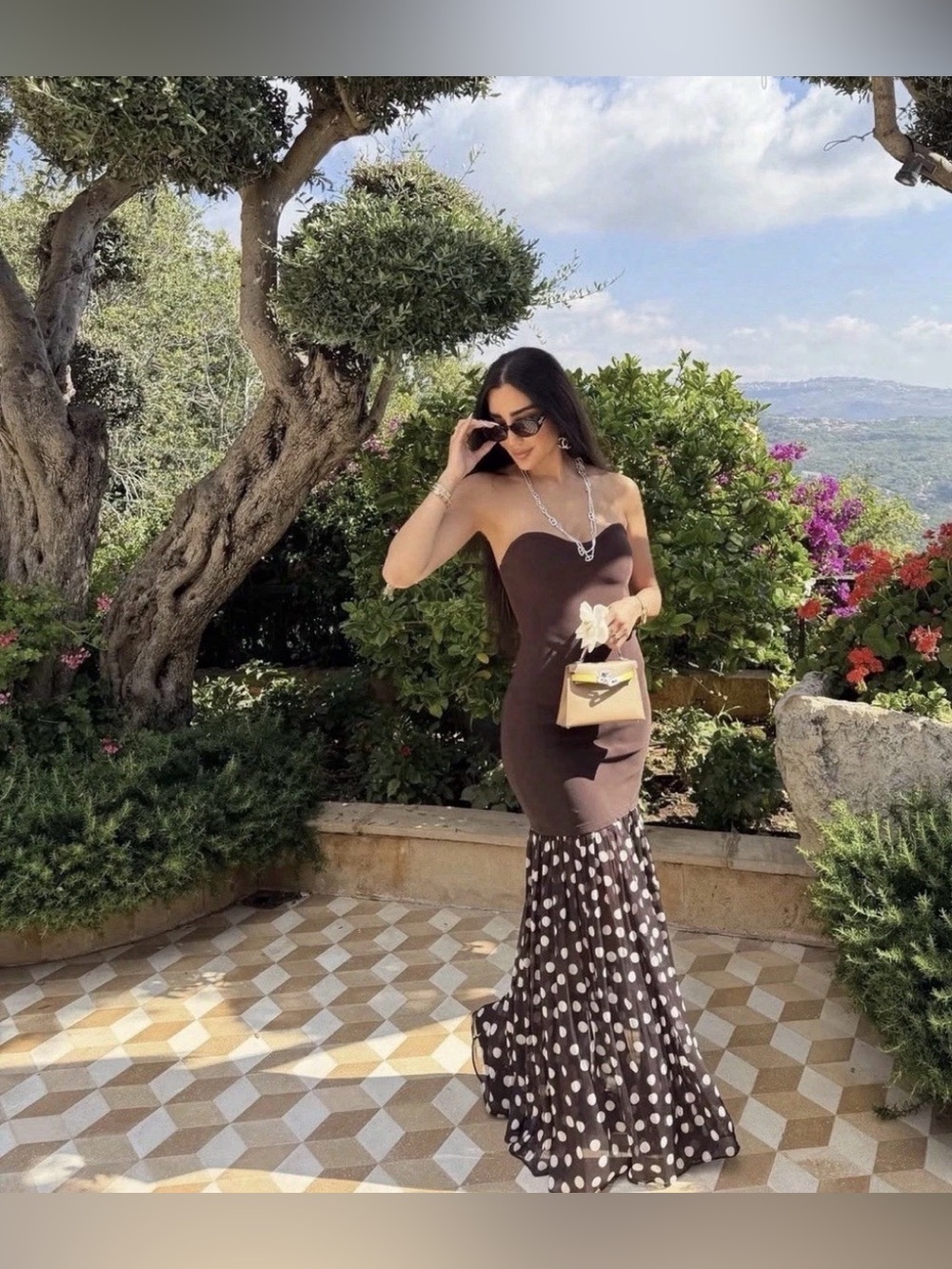 🔥🔥Zara Strapless Brown Polka Dot Mermaid Dress - Picture 8 of 13